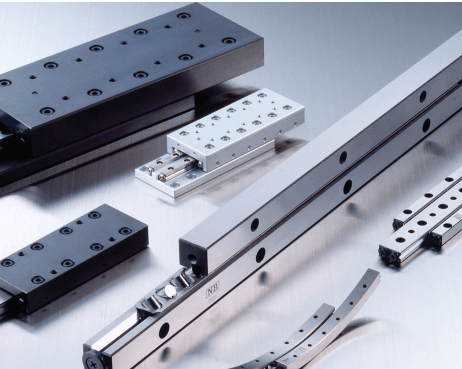 Cross roller guides | NB slide way line up: Cross roller guides NV, SV type, Cross roller tables, miniature ball slide SYBS, curved cross roller guides Gonio way